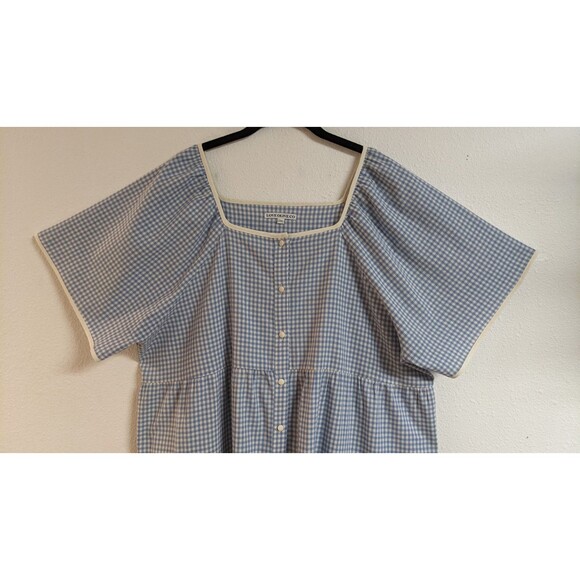 NEW~LOVE OLIVE CO Cotton Light Blue & White Gingham Hanna Dress Size 2XL - Picture 2 of 8